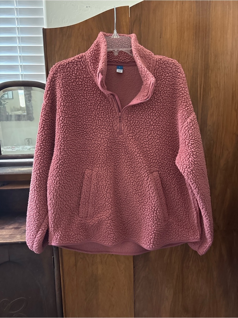Old Navy Women's Rose Pink Sherpa Half-Zip Jacket